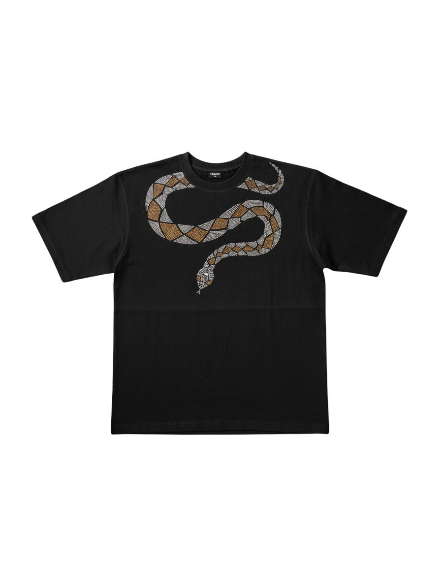 BLACK PARTY WEAR COBRA OVERSIZED T-SHIRT