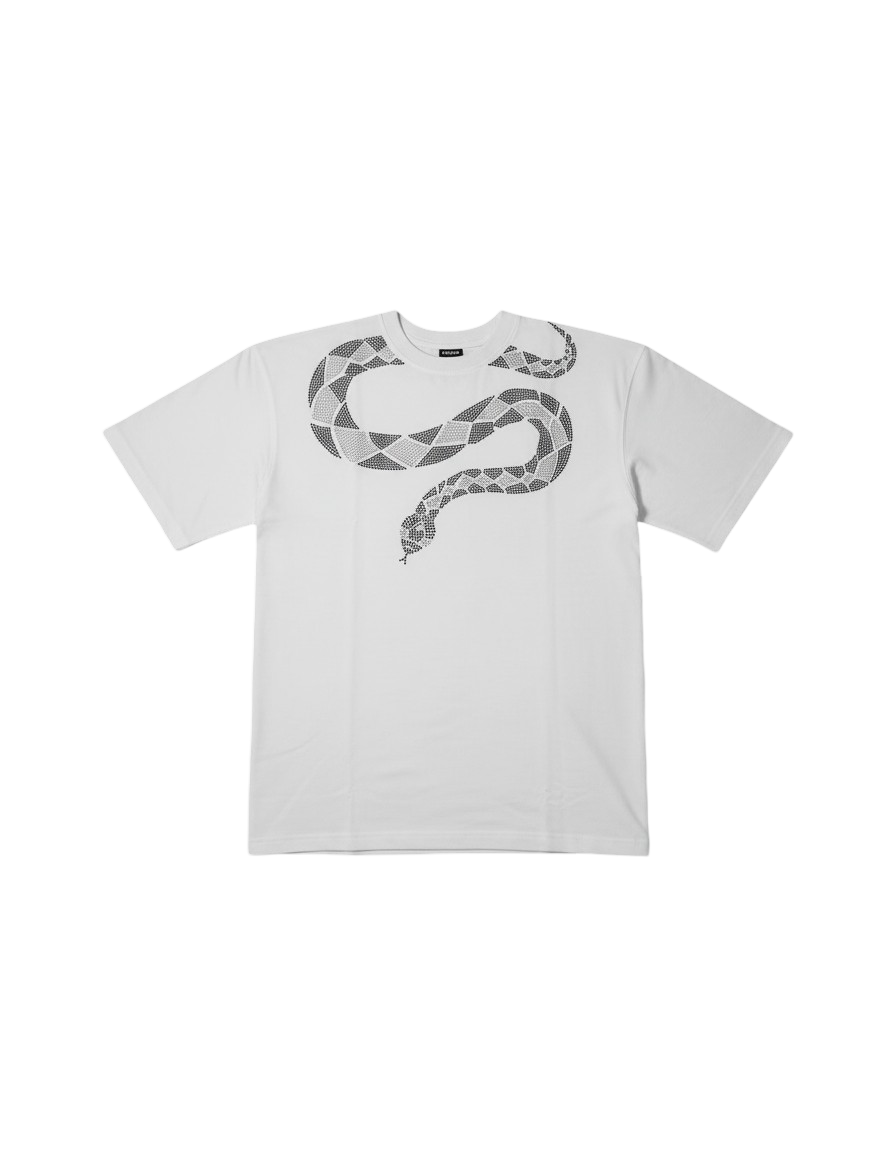 WHITE PARTY WEAR COBRA OVERSIZED T-SHIRT